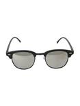 Matte Black Mirror Lens Half-Rim Sunglasses, , alternate