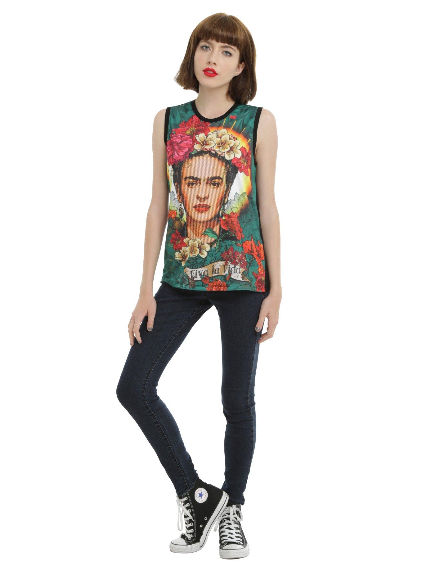 Frida Kahlo Viva La Vida Girls Muscle Tank Top, , alternate