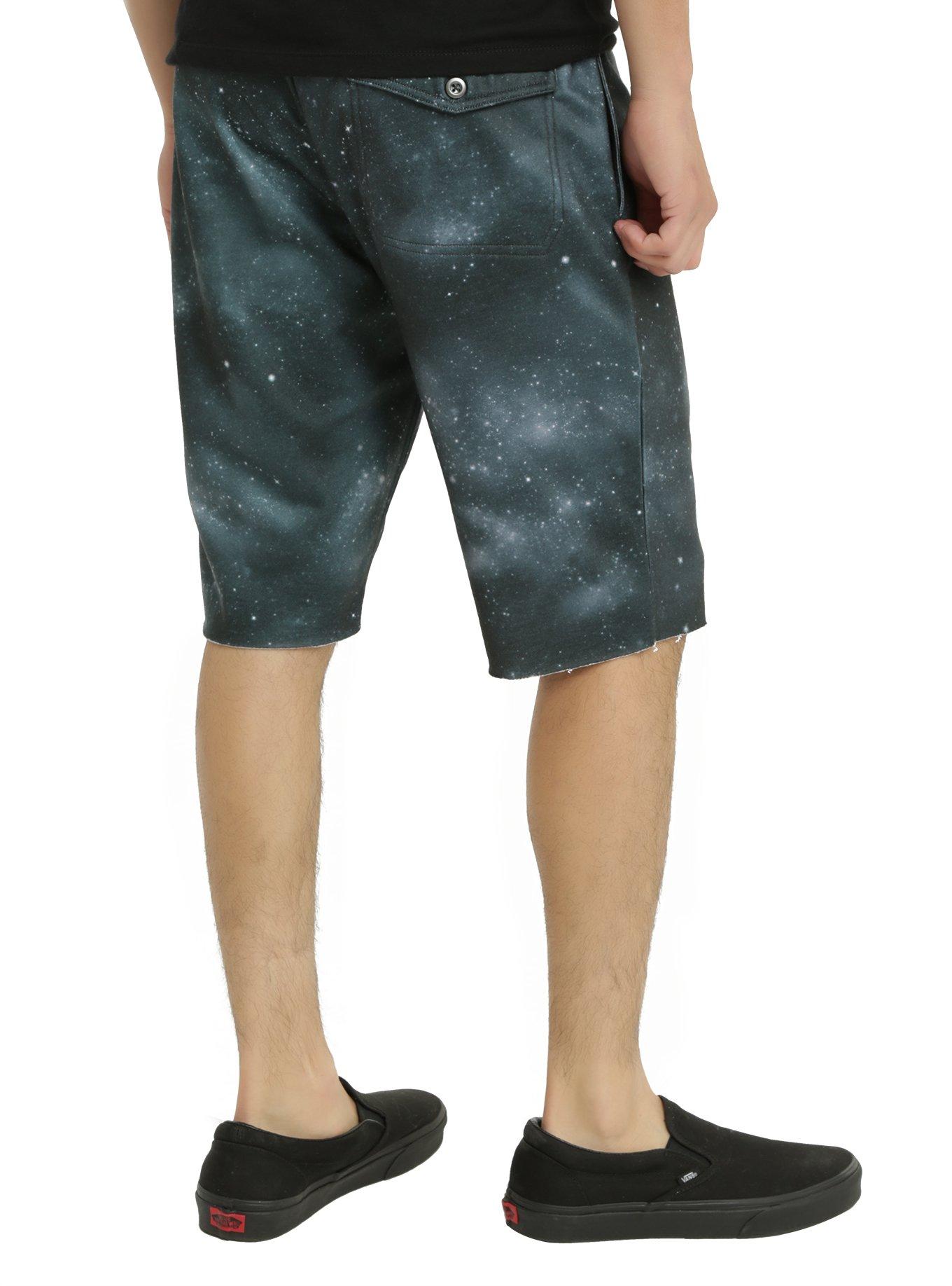 XXX RUDE Black Galaxy Print Knit Jogger Short, , alternate