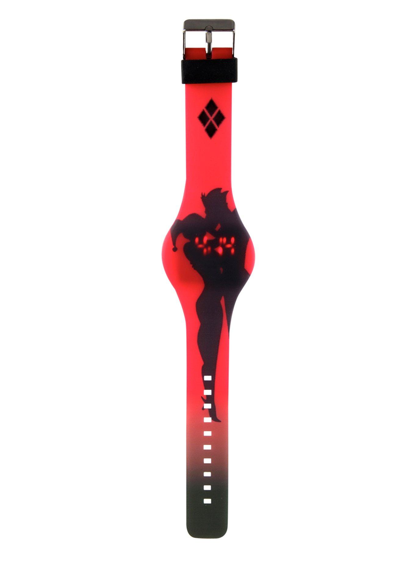 DC Comics The Joker & Harley Quinn Silhouette LED Rubber Watch, , alternate