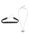 Blackheart Velvet Studded Choker & Dragon Chain Necklace Set, , alternate