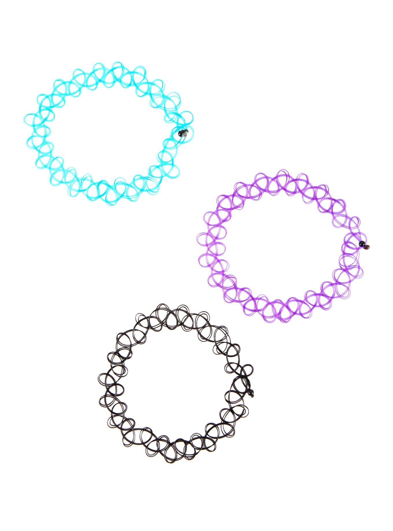 Turquoise Purple & Black Tattoo Bracelet Set, , alternate