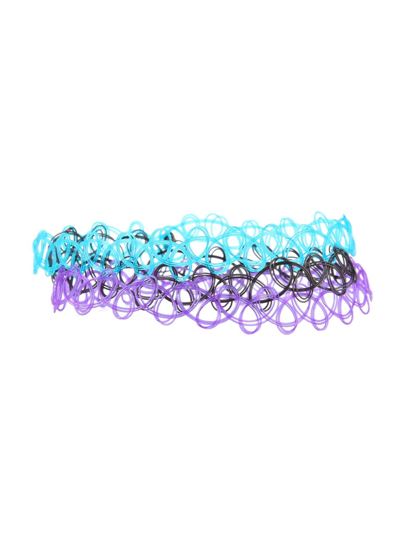 Turquoise Purple & Black Tattoo Bracelet Set, , alternate