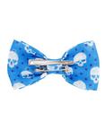 Blue Skull With Dots Hair Bow, , alternate