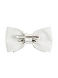 White Faux Leather Hair Bow, , alternate