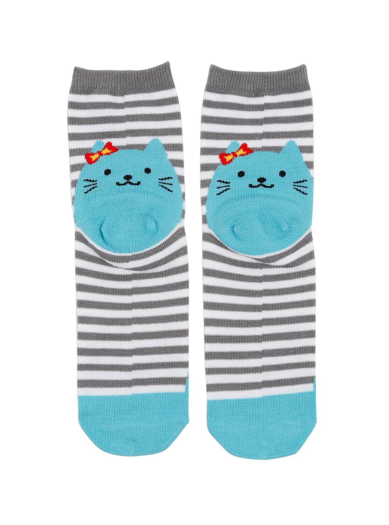 Striped Toe Cat Ankle Socks, , alternate
