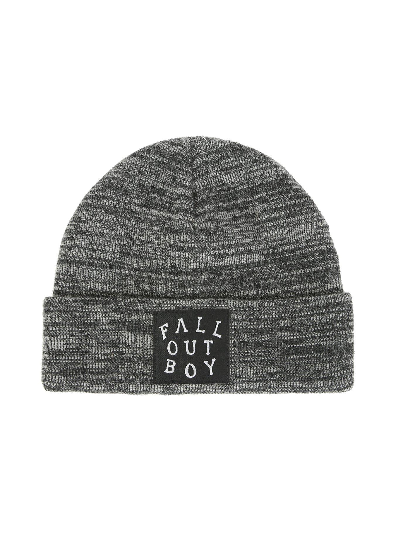 Fall Out Boy Grey & Black Marled Knit Watchman Beanie, , alternate