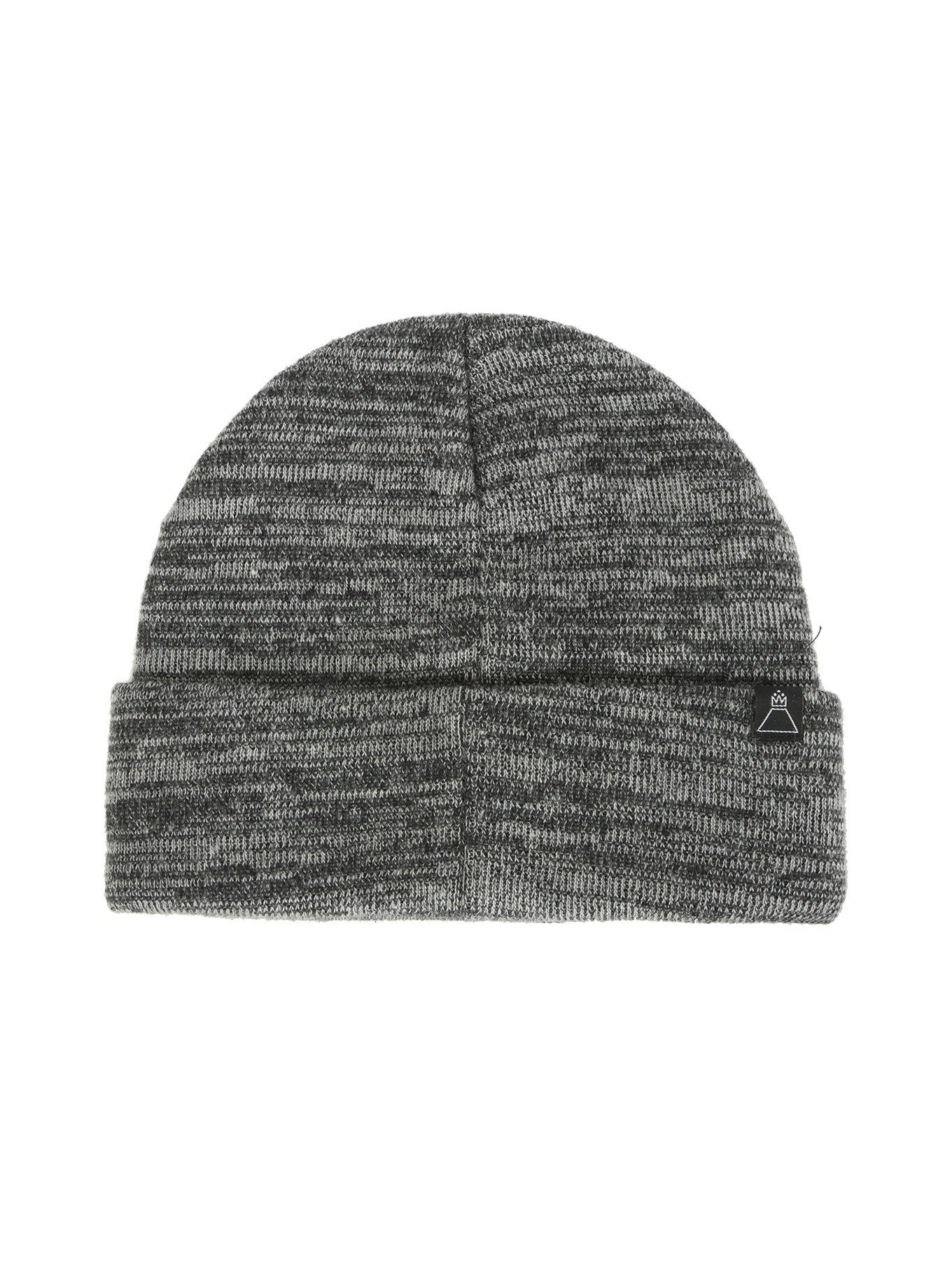 Fall Out Boy Grey & Black Marled Knit Watchman Beanie, , alternate