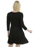Black Mid-Sleeve Skater Dress, , alternate