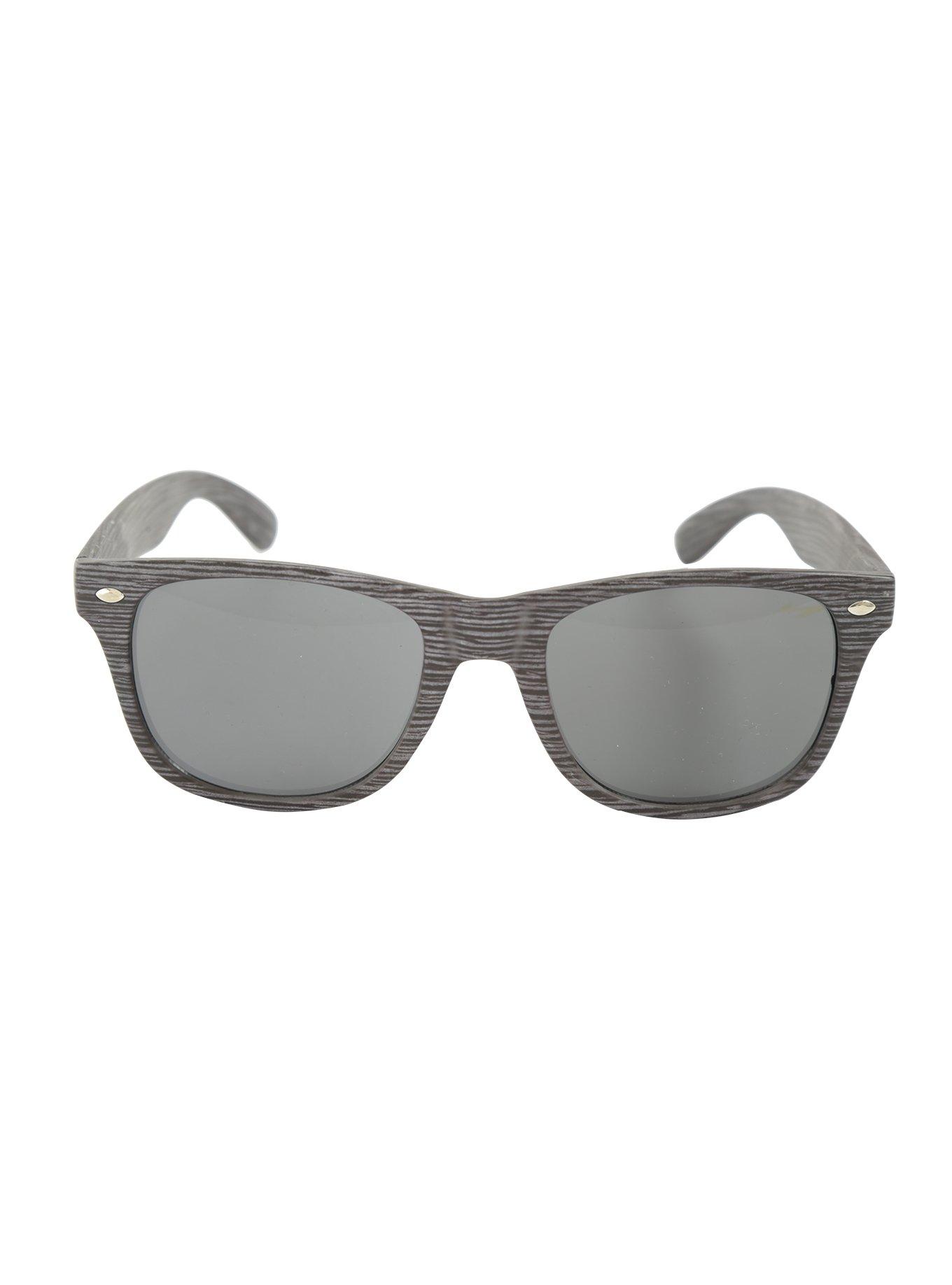 Black Bali Wood Retro Sunglasses, , alternate