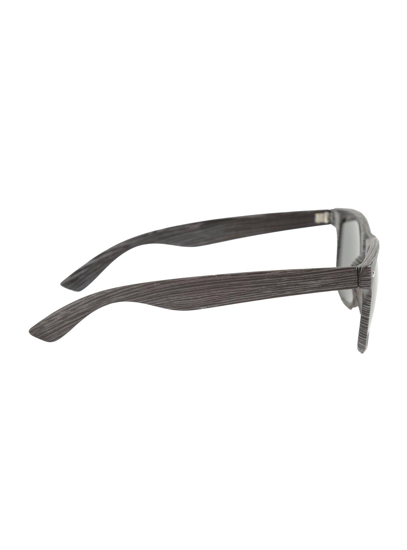 Black Bali Wood Retro Sunglasses, , alternate