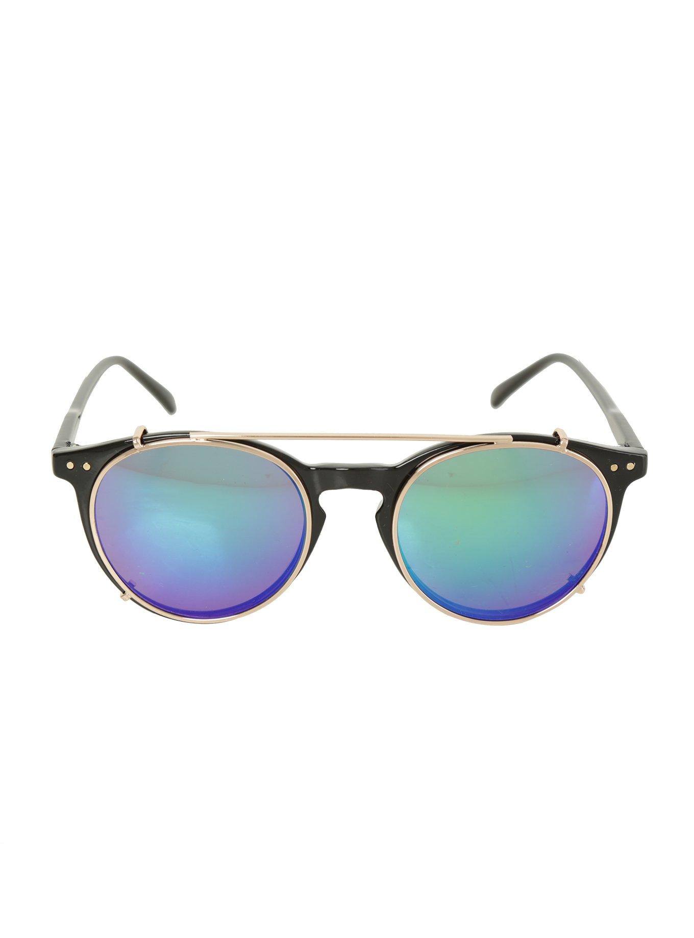 Gold Wire Lens Round Sunglasses, , alternate