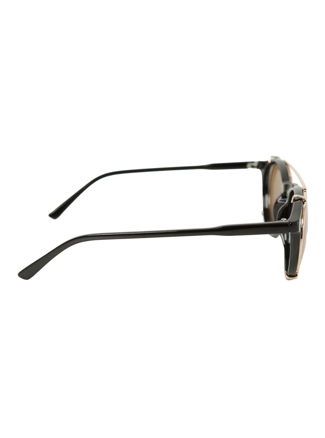 Gold Wire Lens Round Sunglasses, , alternate