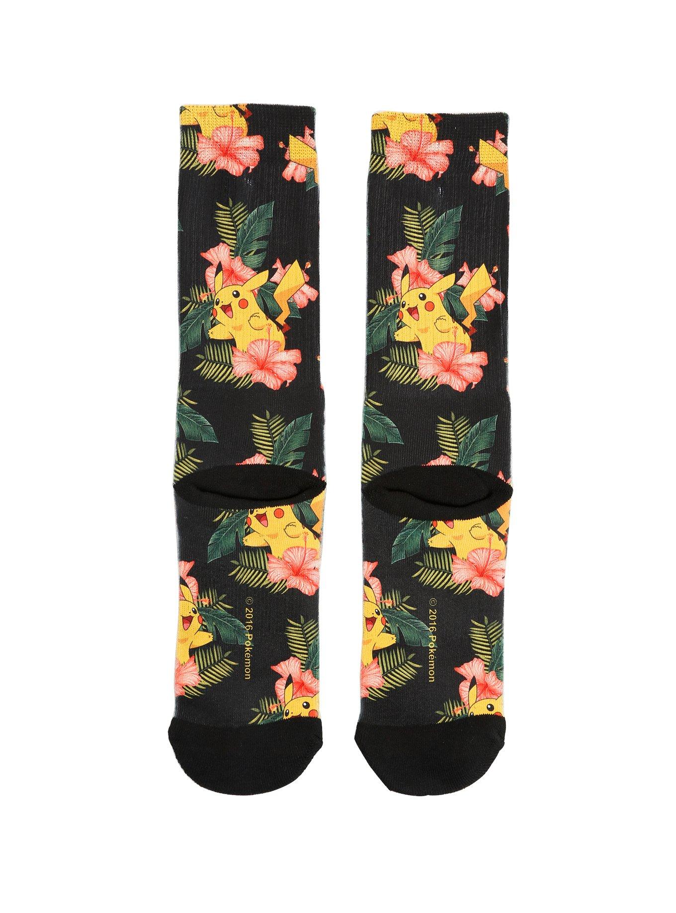 Pokemon Pikachu Hibiscus Crew Socks, , alternate