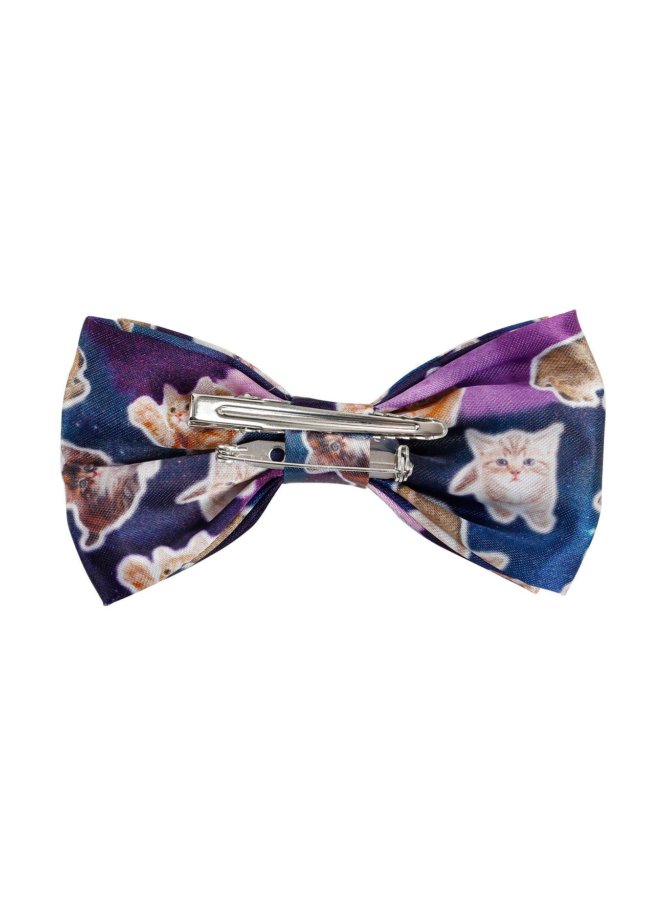 Galactic Kitty Satin Hair Bow, , alternate