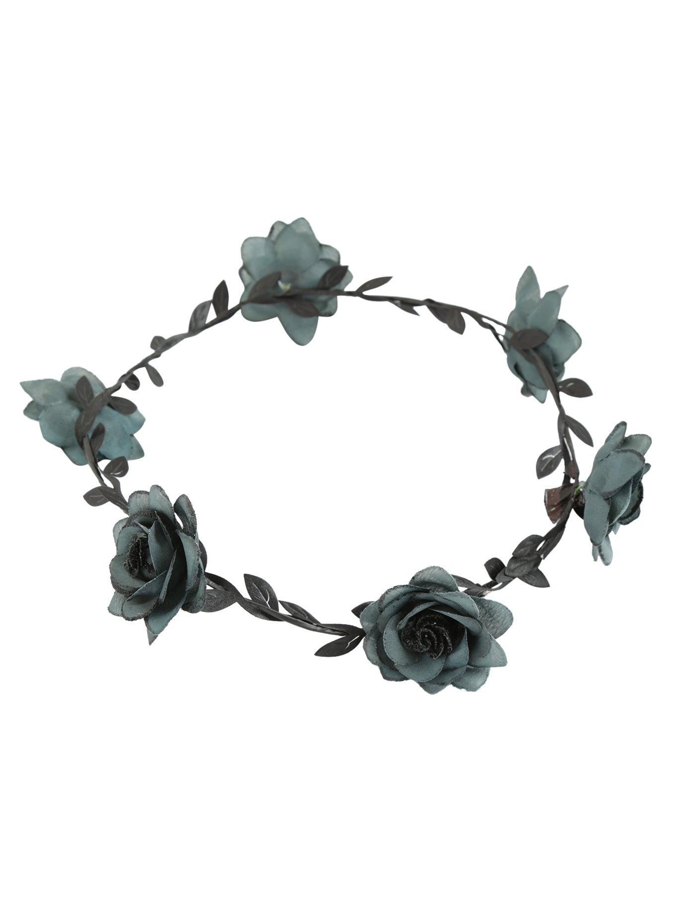 Black & Silver Flower Head Crown, , alternate