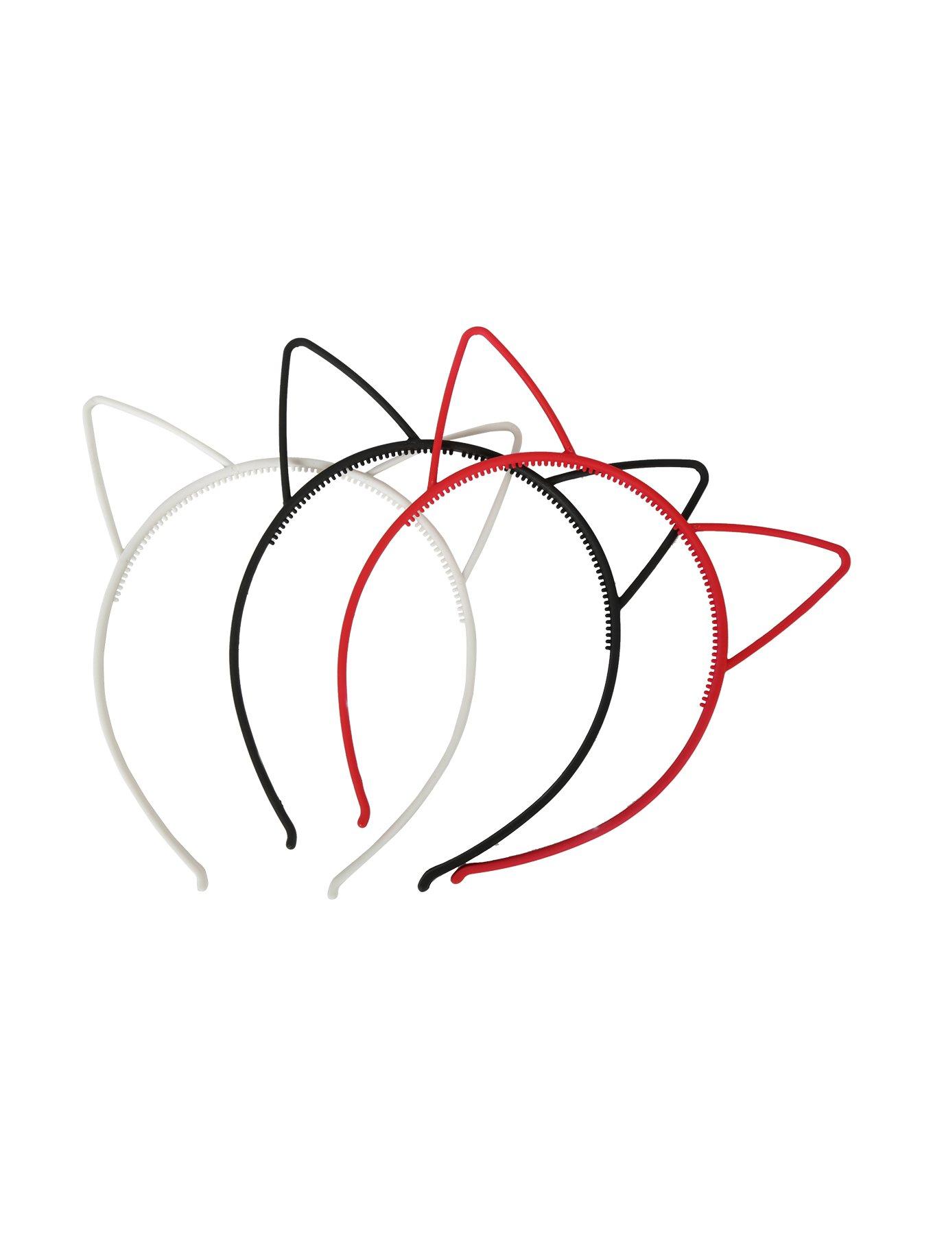 Black Red & White Plastic Cat Headband Pack, , alternate