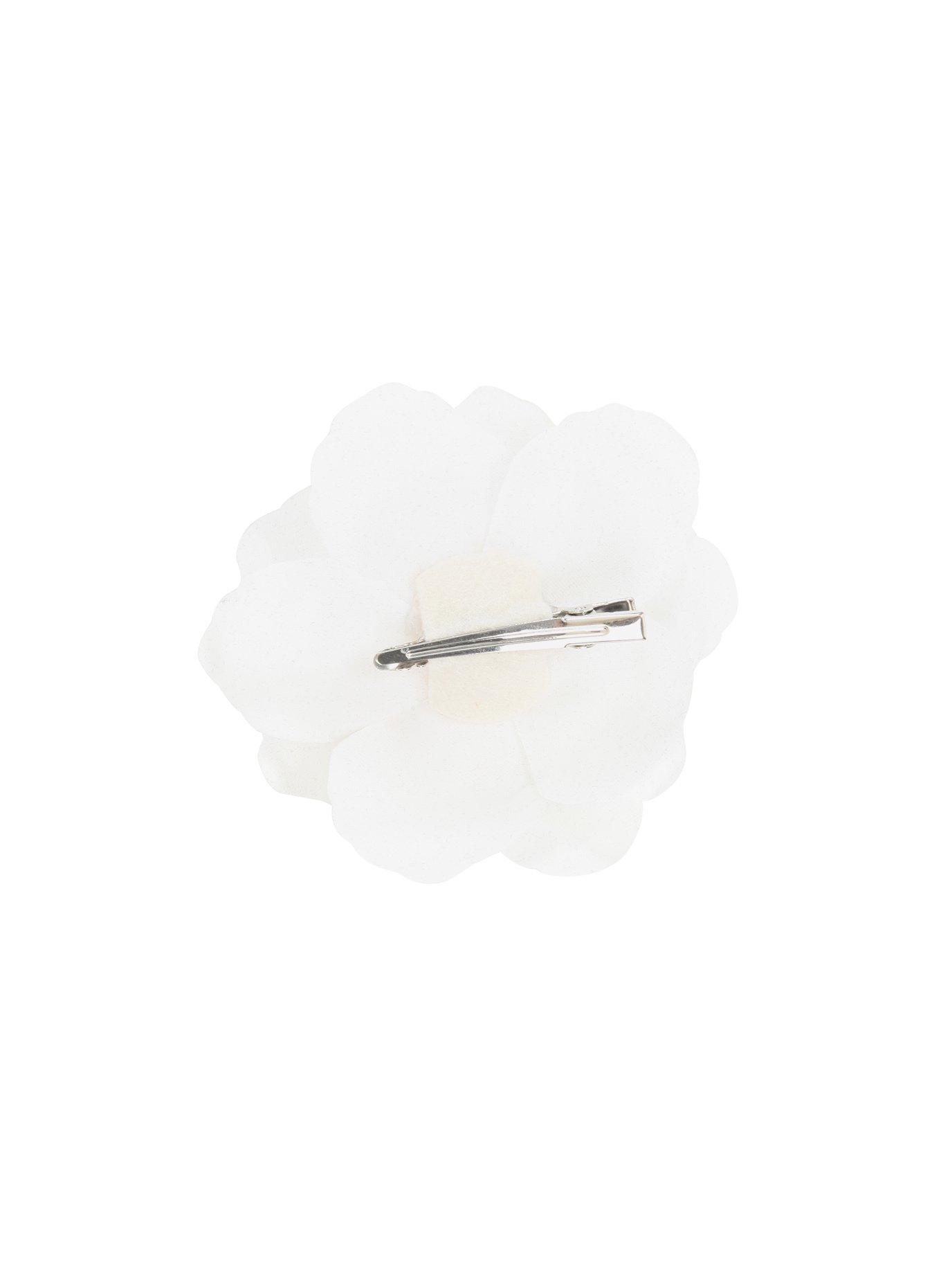 White Rose Flower Hair Clip, , alternate