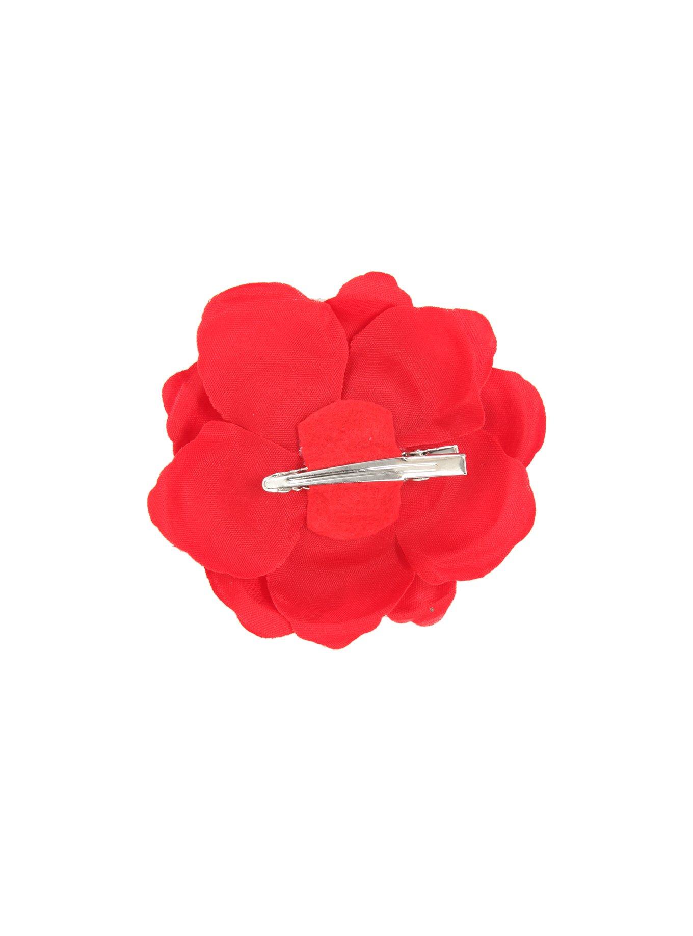 Red Velvet Rose Flower Hair Clip, , alternate