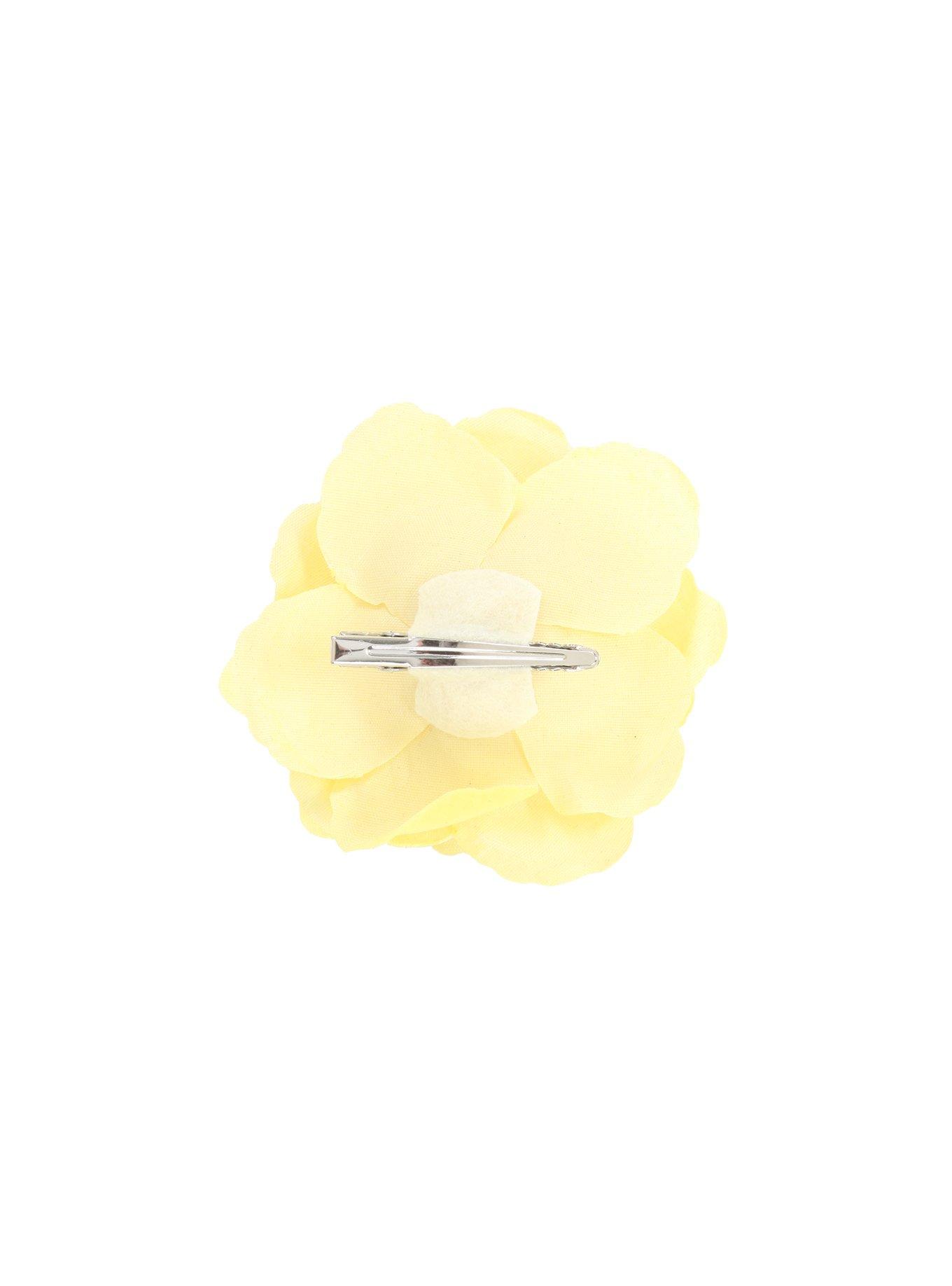 Yellow Rose Flower Hair Clip, , alternate