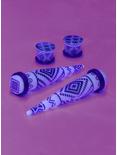 Acrylic Purple Aztec Glow Taper & Plug 4 Pack, , alternate