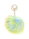 Rainbow Fur Pom Key Chain, , alternate