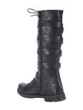 Black 5 Buckle Lace-Up Combat Boots, , alternate