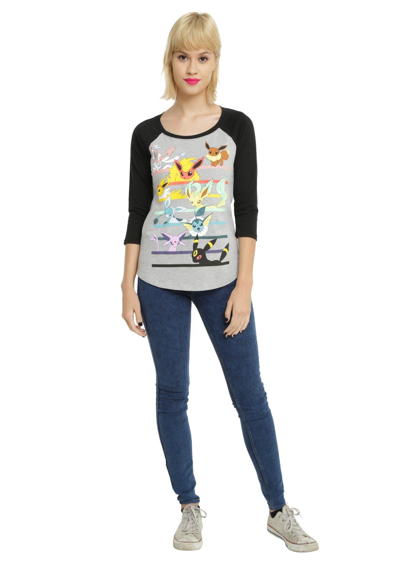 Pokemon Eevee Evolution Characters Girls Raglan, , alternate