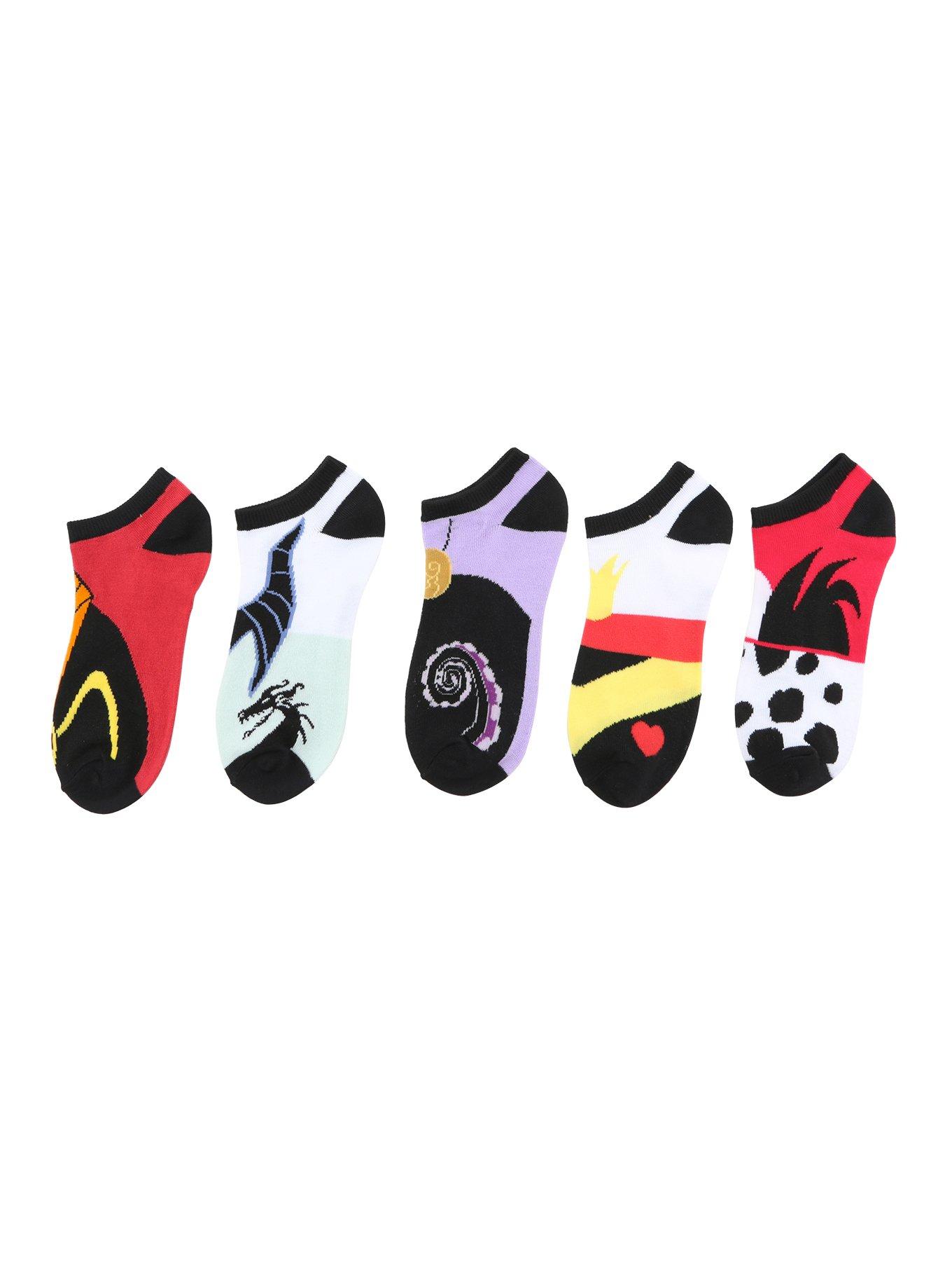 Disney Villains No-Show Socks 5 Pair, , alternate
