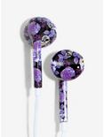 Dia De Los Muertos Purple Skull Earbuds, , alternate