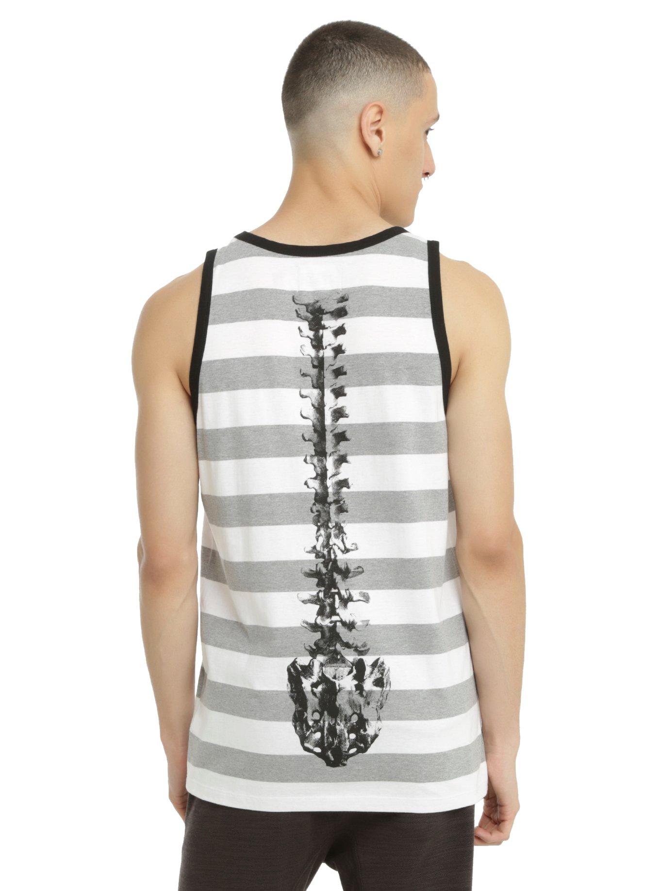 XXX RUDE Anatomical Heart & Spine Striped Tank Top, , alternate