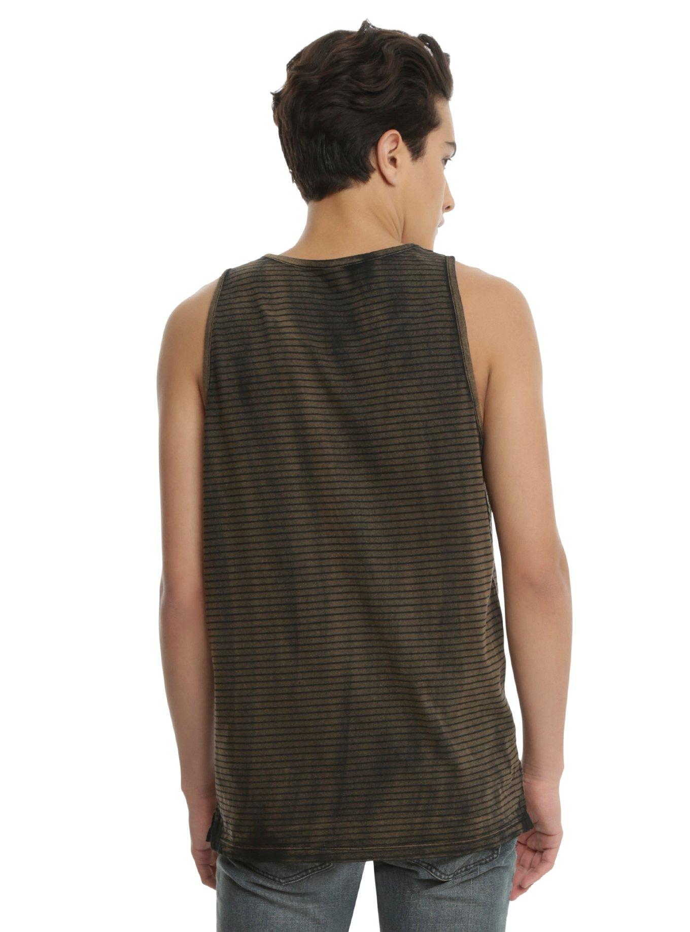 XXX RUDE Striped Mineral Wash Split Hem Tank Top, , alternate