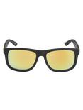 Black Smooth Touch Red Mirror Lens Retro Sunglasses, , alternate