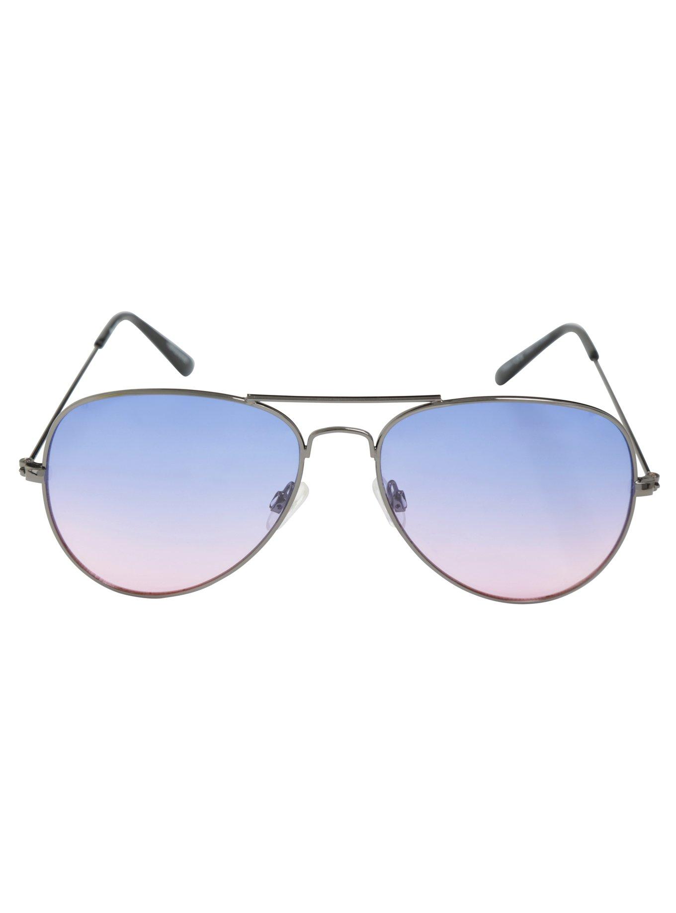 Hematite Purple & Pink Ombre Lens Aviator Sunglasses, , alternate