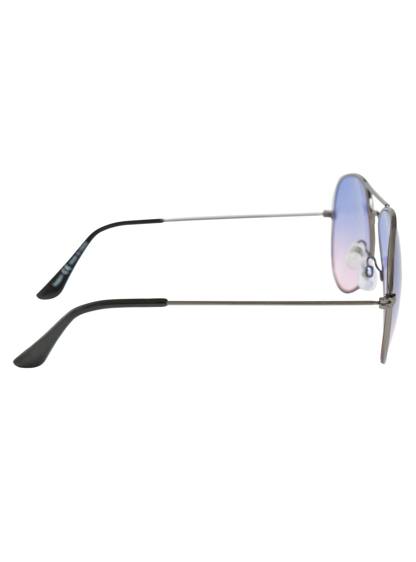 Hematite Purple & Pink Ombre Lens Aviator Sunglasses, , alternate