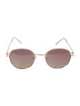 Rose Gold Round Frame Pink Lens Sunglasses, , alternate