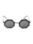 Black Octagon Round Lens Sunglasses, , alternate