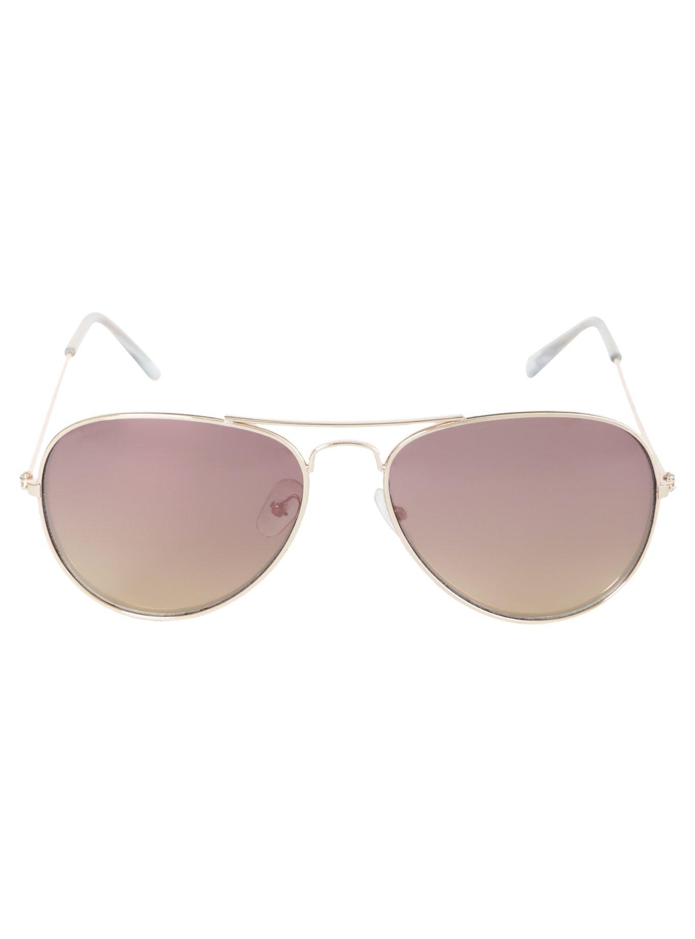 Gold Wire Frame Aviator Sunglasses, , alternate