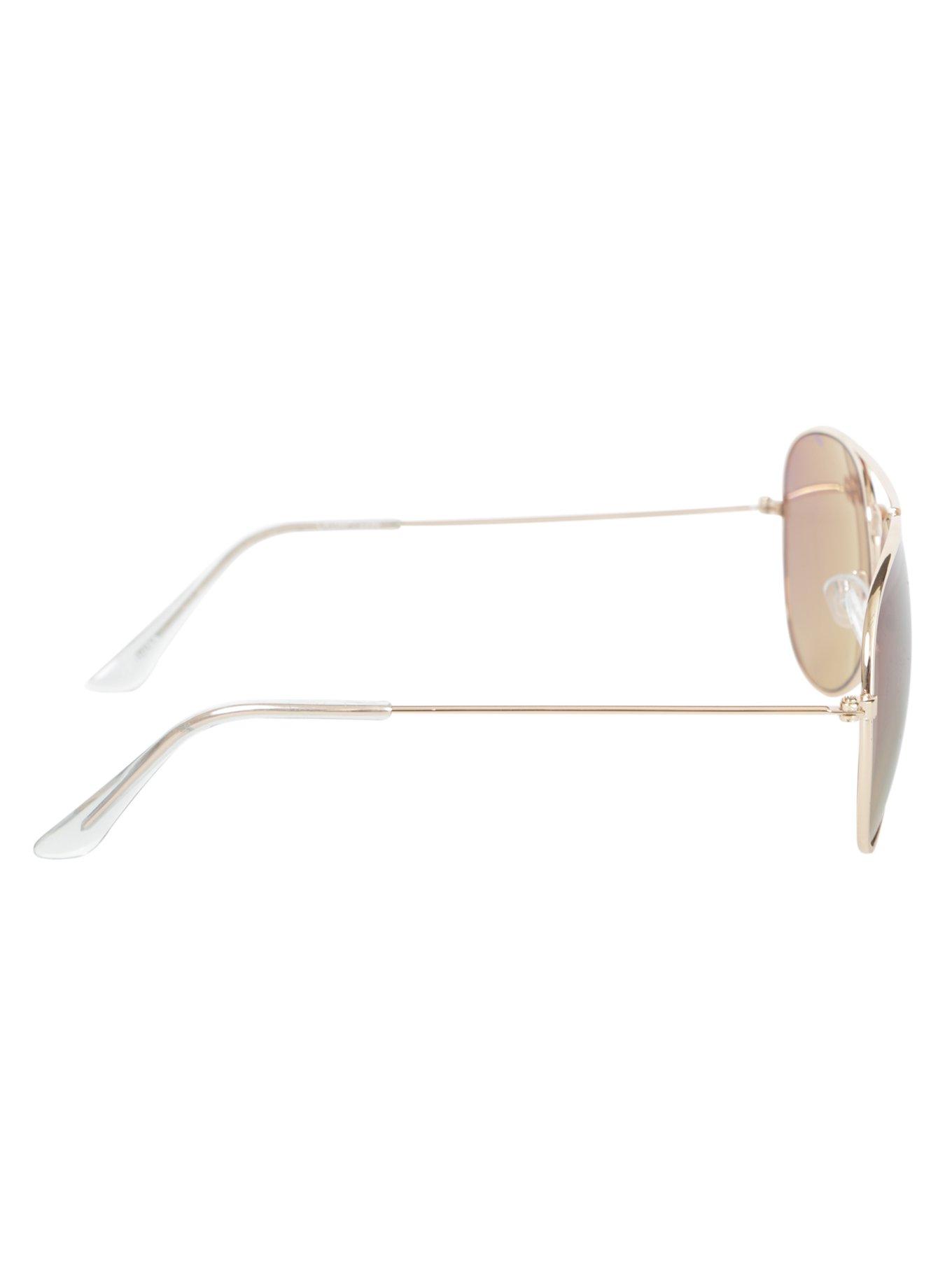Gold Wire Frame Aviator Sunglasses, , alternate