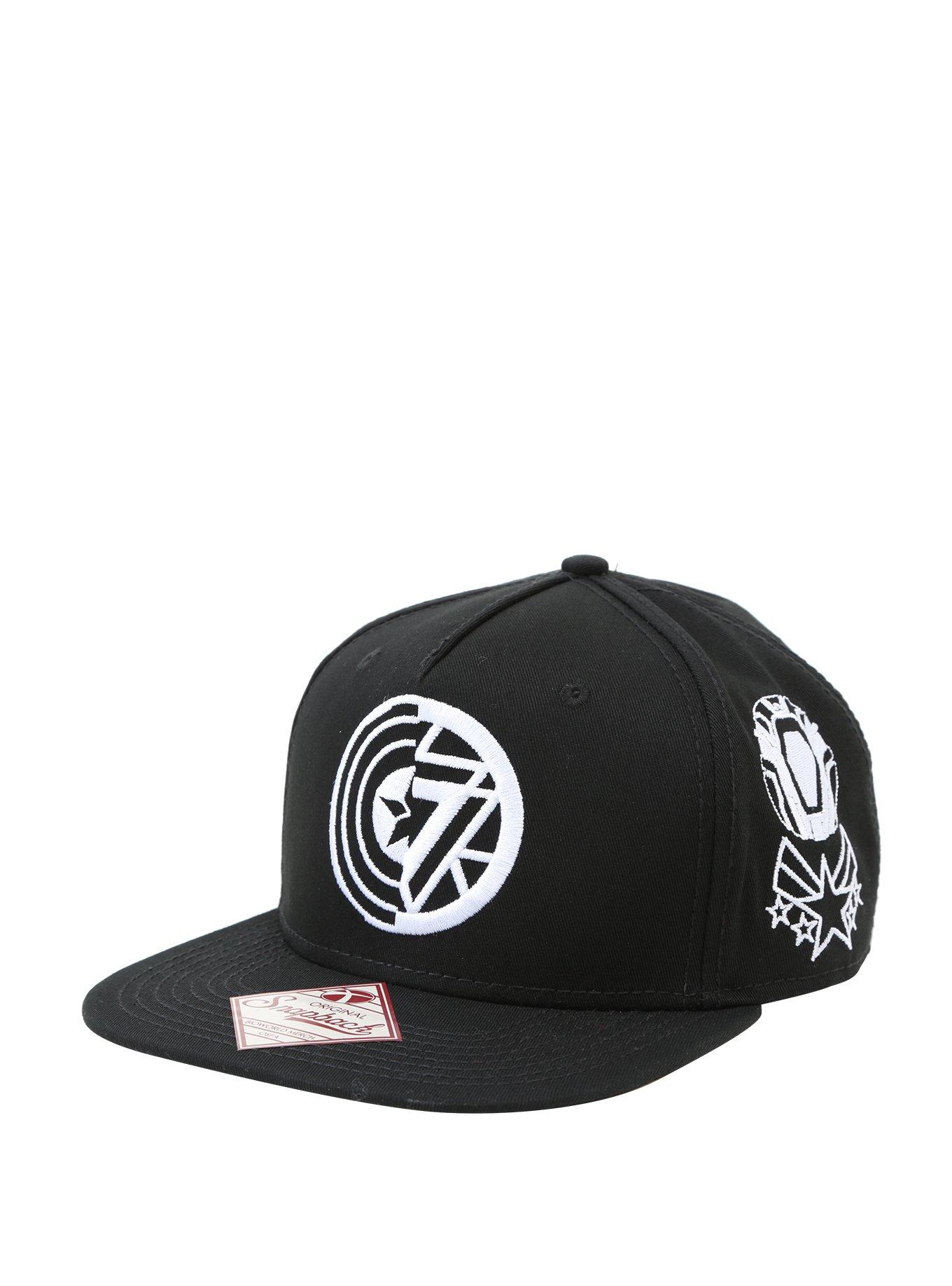 Marvel Captain America: Civil War Captain America VS Iron Man Black & White Logo Snapback Hat, , alternate