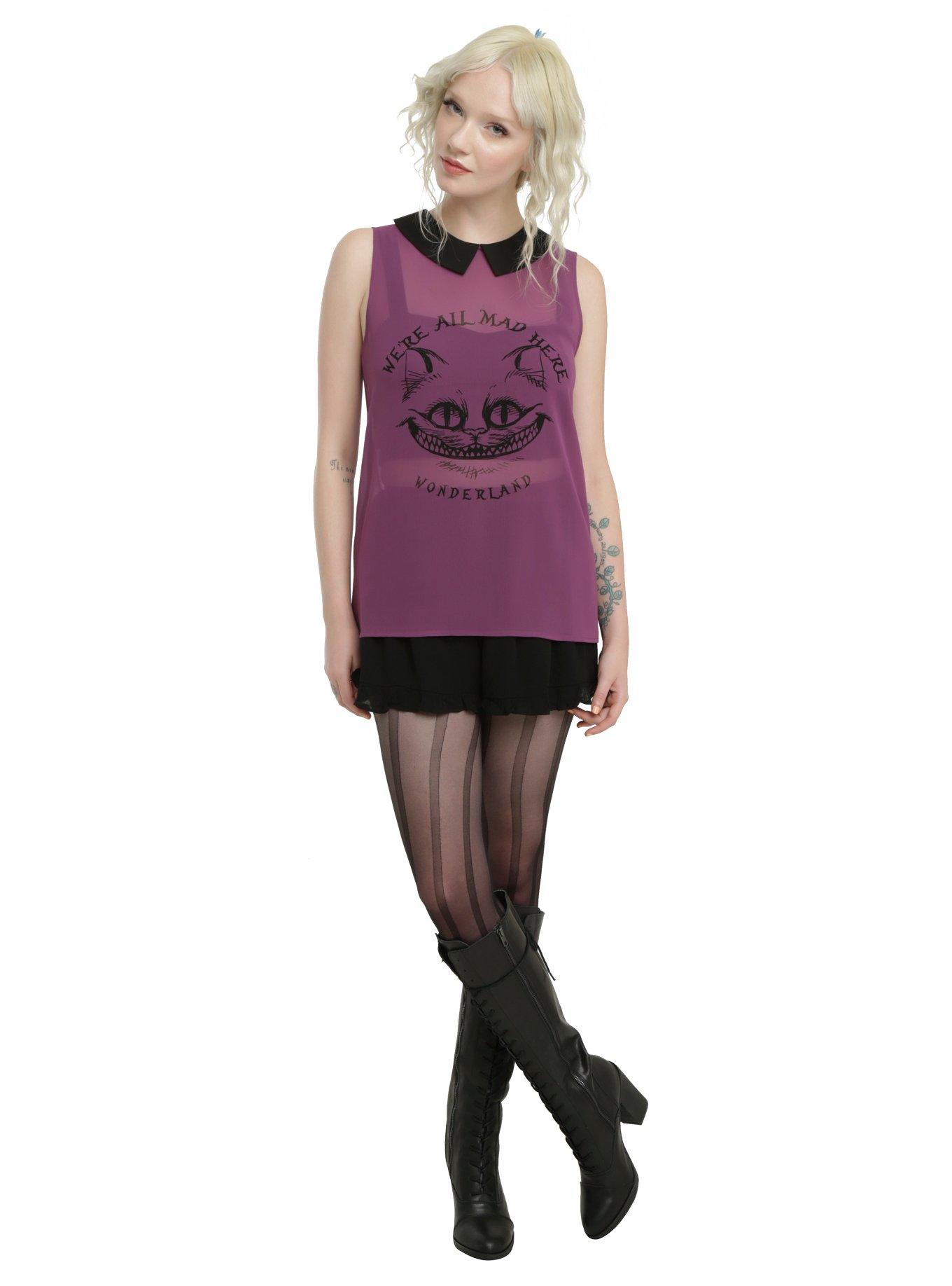 Disney Alice Through The Looking Glass Cheshire Cat Sleeveless Chiffon Girls Top, , alternate