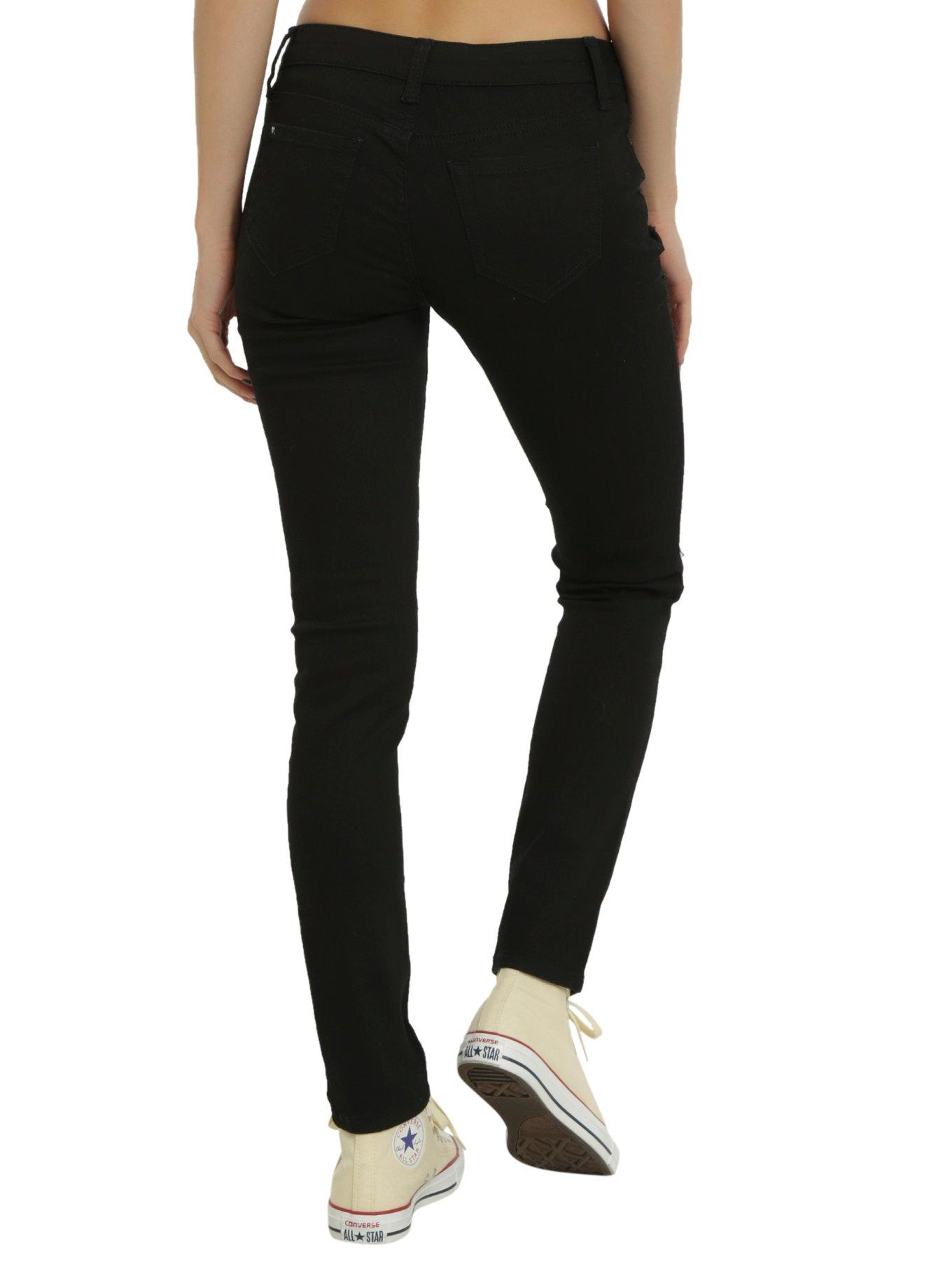 Blackheart Black Destructed Skinny Jeans, , alternate