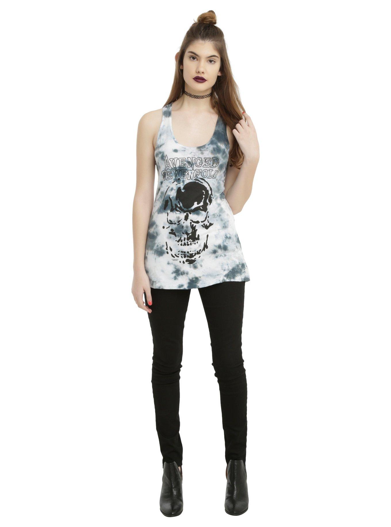 Avenged Sevenfold Tie Dye Skull Logo Girls Tank Top, , alternate