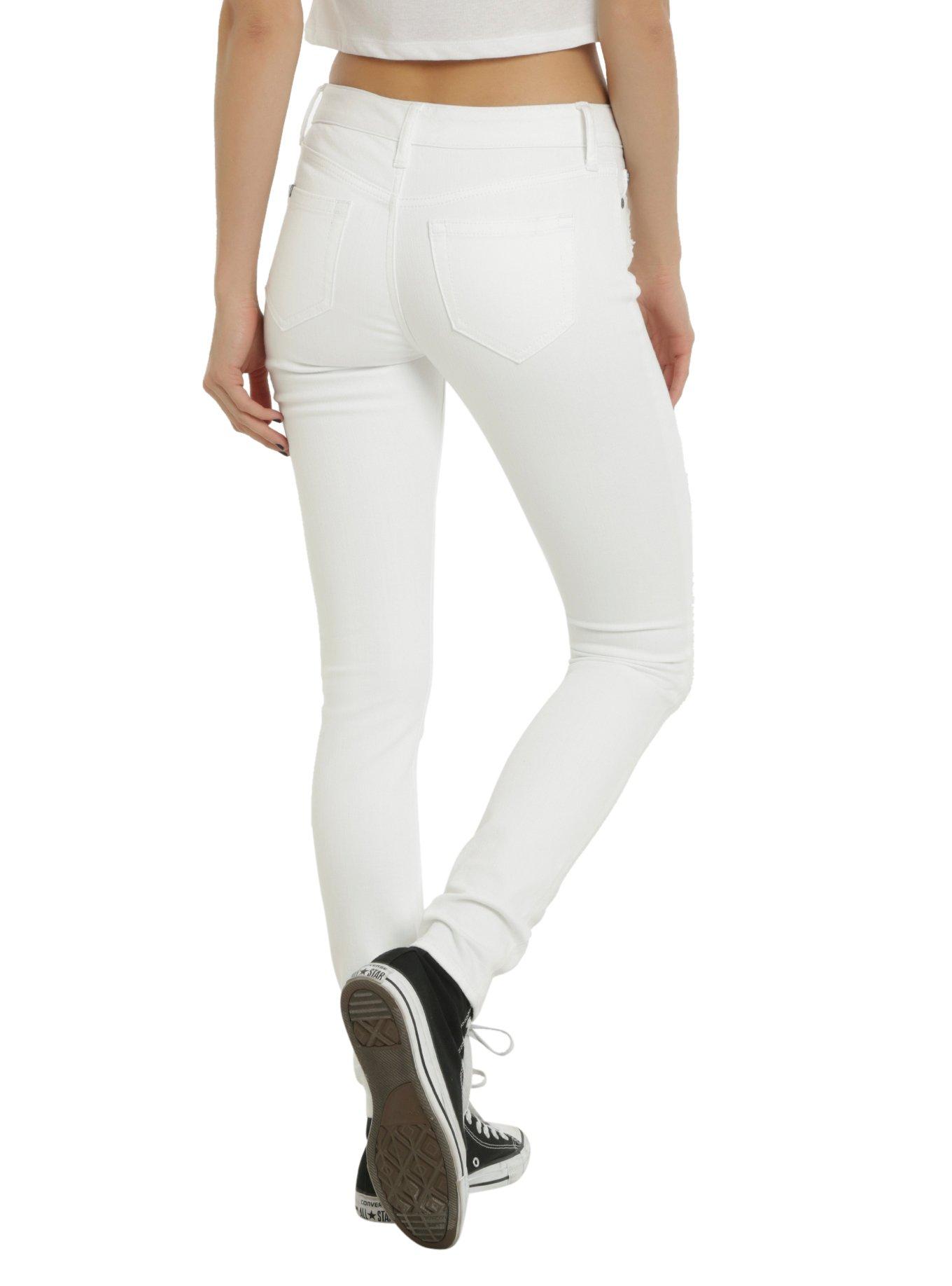 Blackheart White Deconstructed Skinny Jeans, , alternate