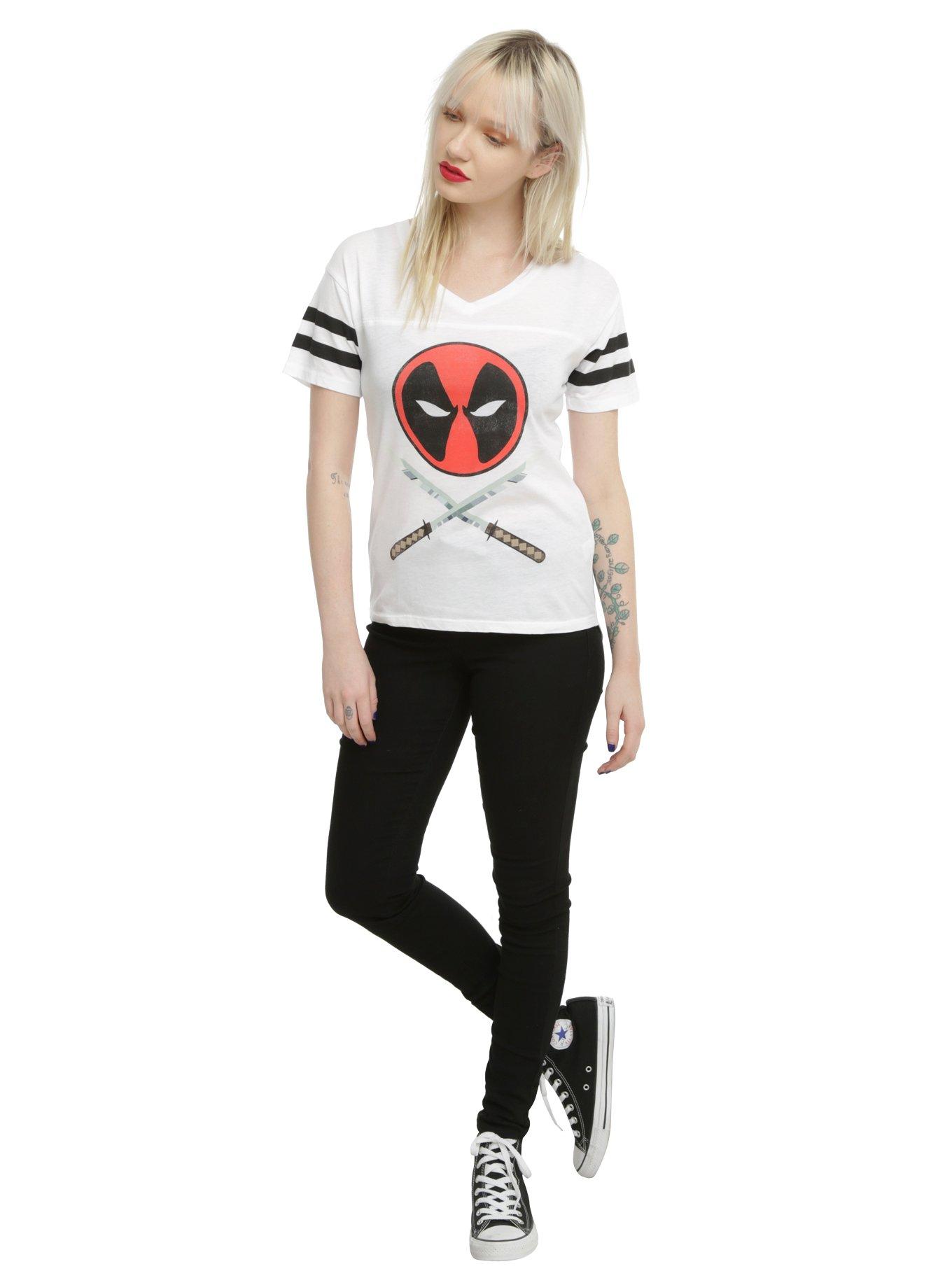 Marvel Deadpool Swords Logo Athletic Girls T-Shirt, , alternate