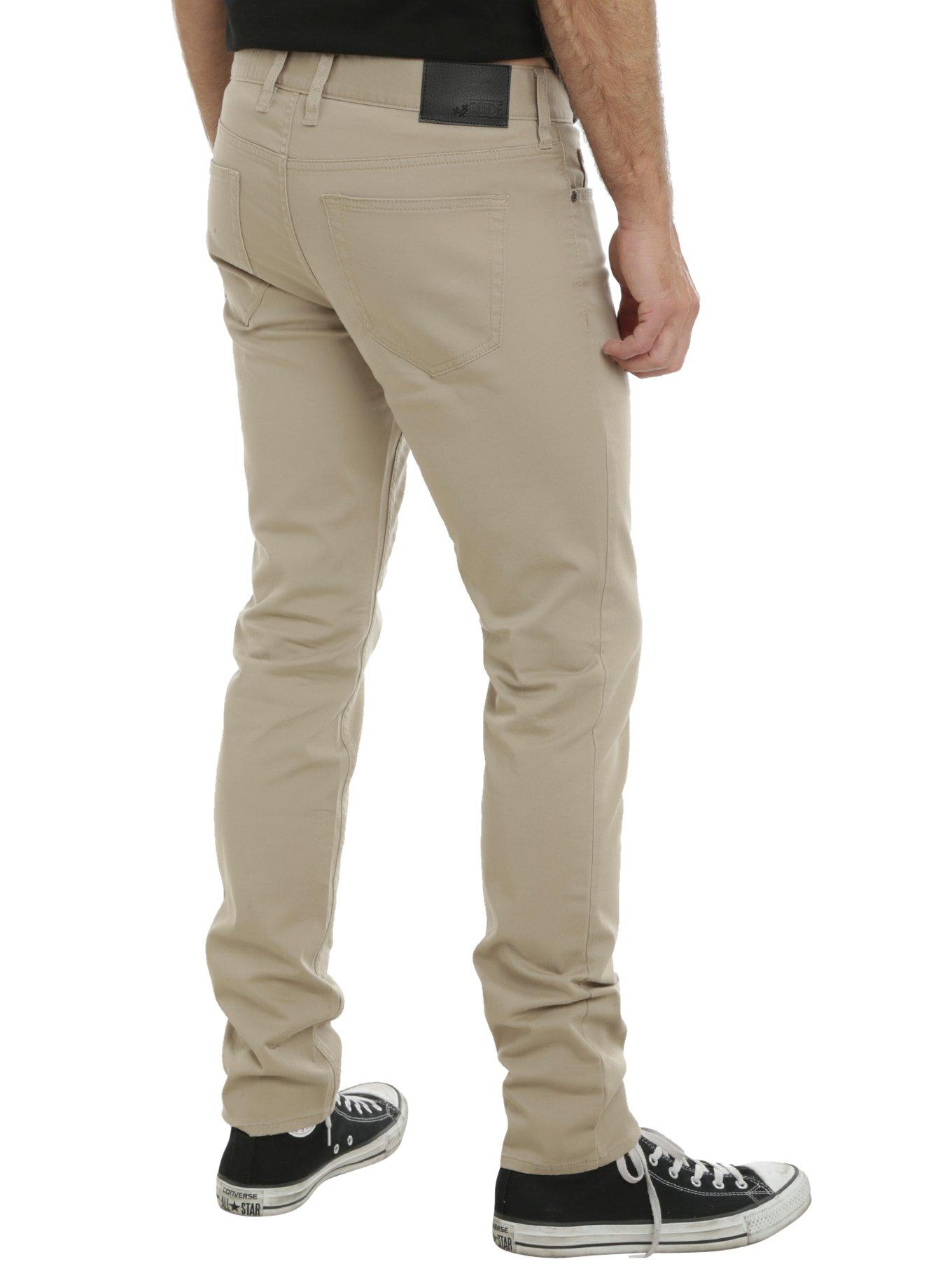 XXX RUDE Khaki 32 Inch Inseam Skinny Chinos, , alternate