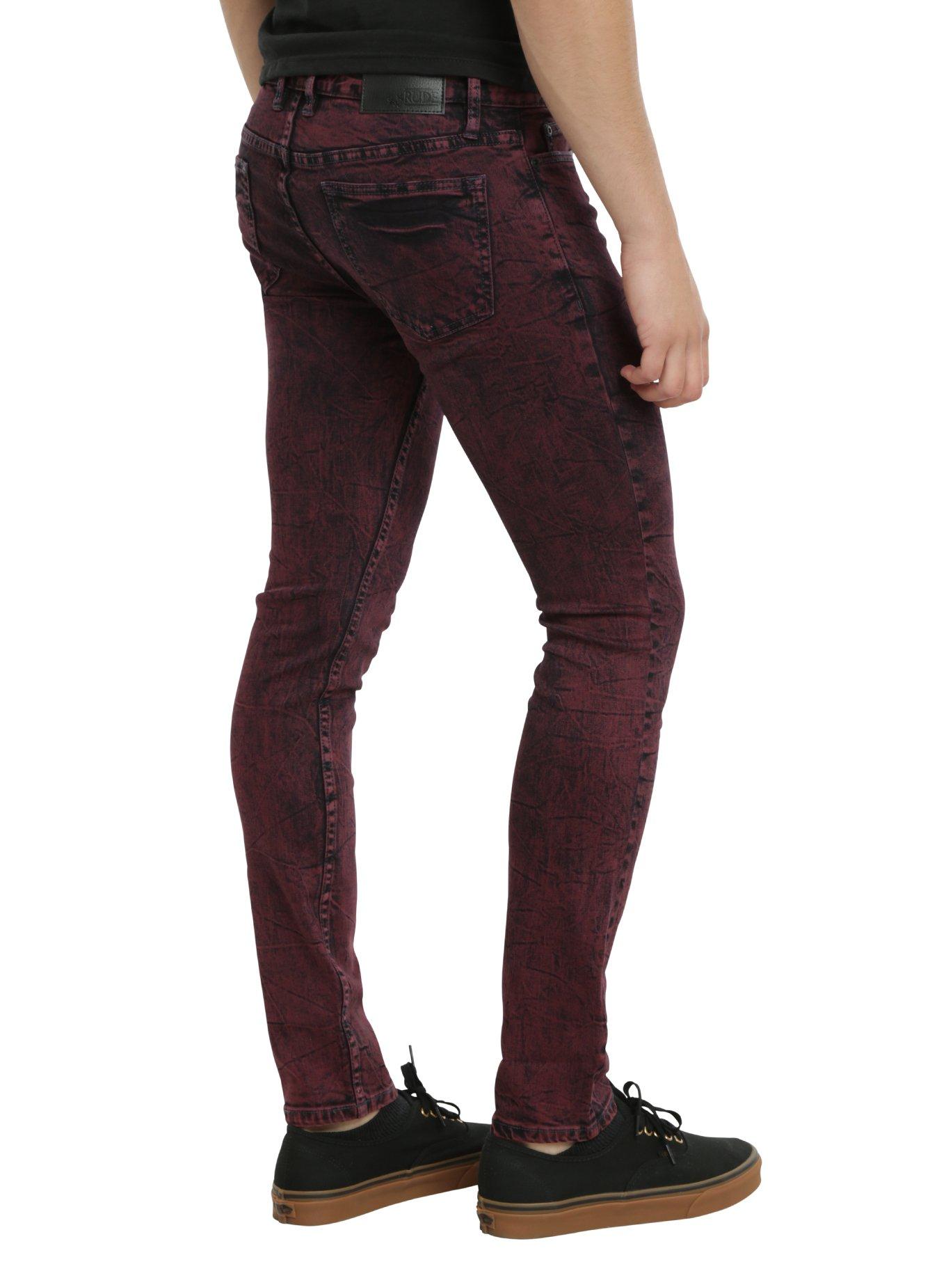 XXX RUDE Red Overdye Super Skinny Jeans, , alternate