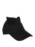 Black Cat Ear Curved Brim Ball Cap, , alternate