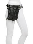 Black Faux Leather Thigh Holster Bag, , alternate