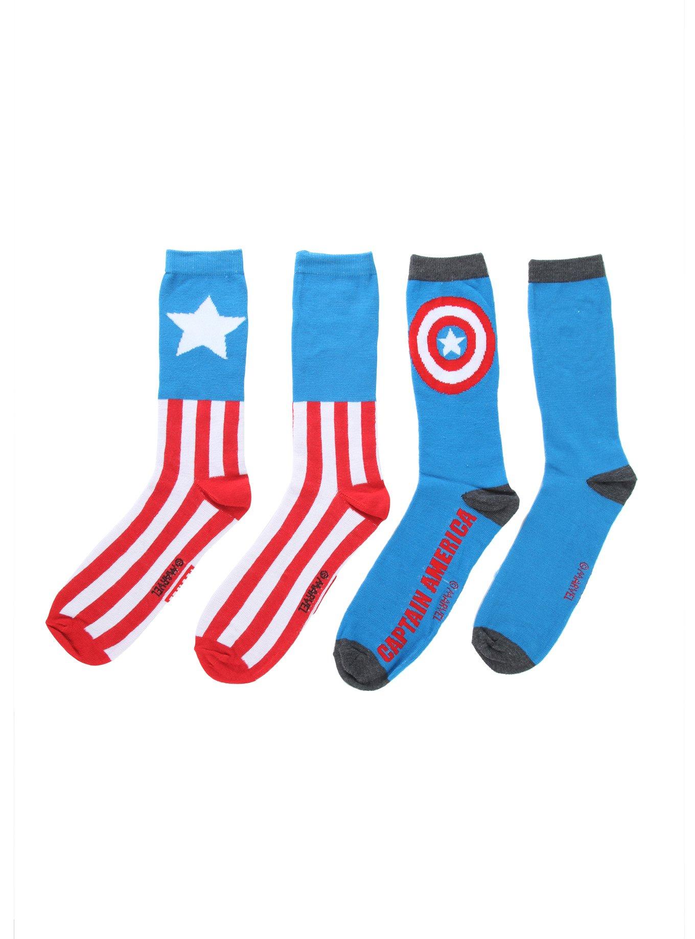 Marvel Captain America Crew Socks 2 Pair, , alternate